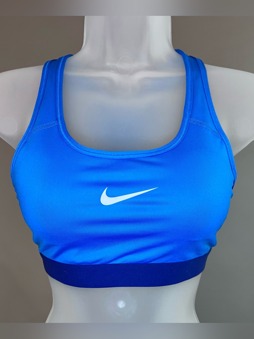 Nike Electric Blue Racerback Sports Bra with White Swoosh